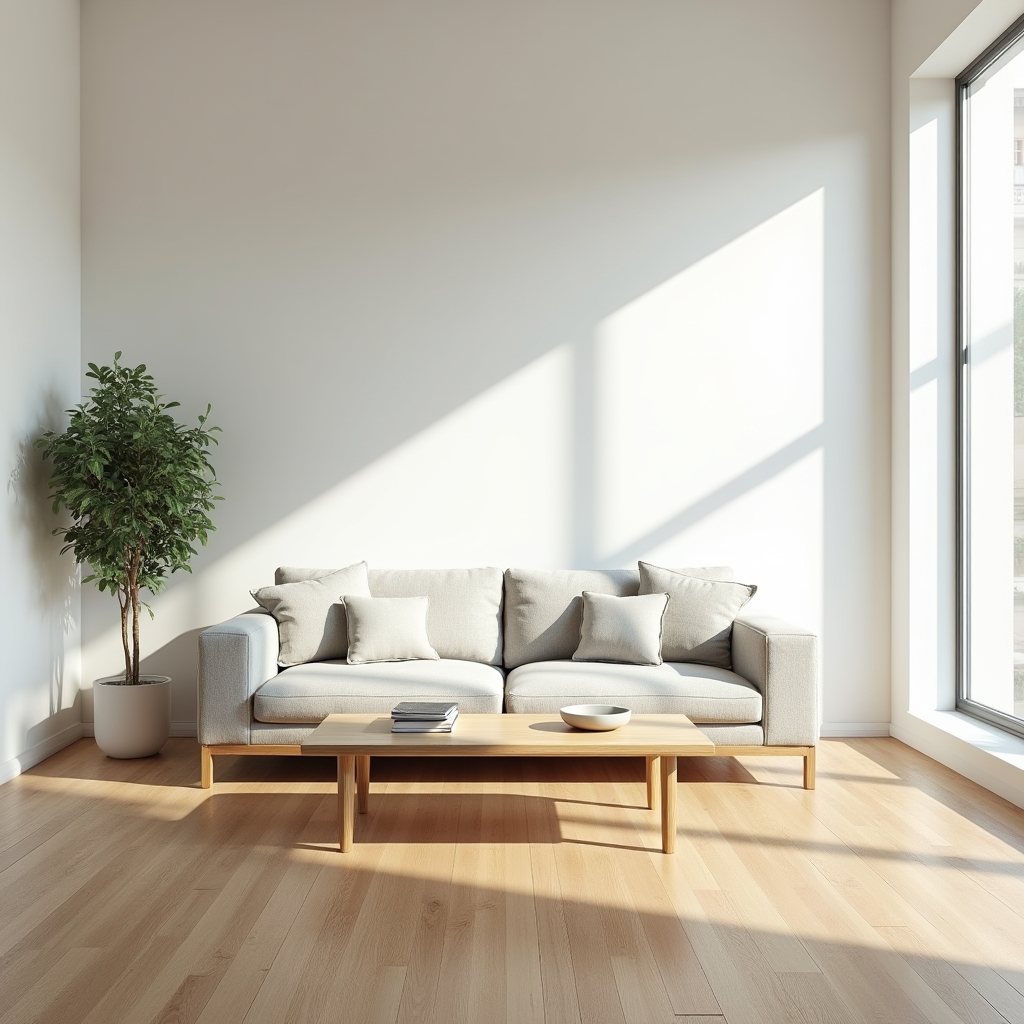 Čistý minimalistický pokoj s uspořádanými věcmi